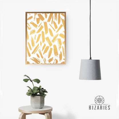 Modern White Gold Abstract Canvas Painting