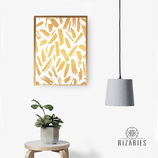 Modern White Gold Abstract Canvas Painting