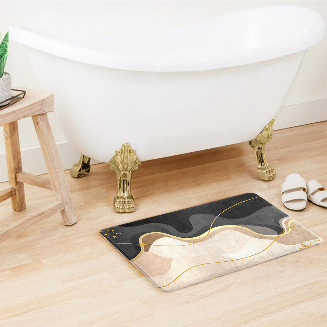 SuperSoft Beige Grey Wavy Door Mat