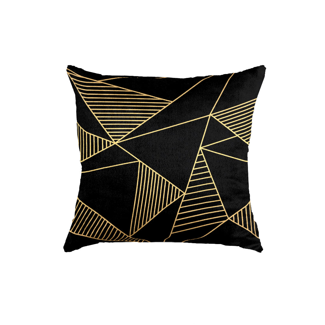 SuperSoft Black Gold Triangle Throw Cushion