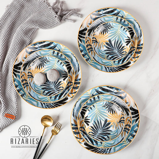 Lite Blue Leaves Porcelain Plates