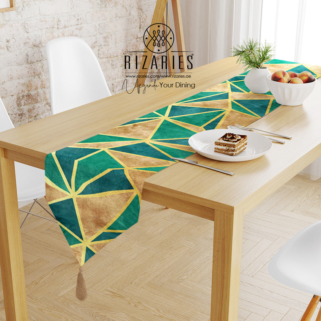 Emerald Copper Triangle Table Runner