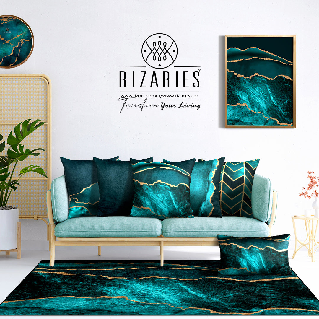 Teal Blue Gold Abstract Bundle of 9 (READ DESCRIPTION)