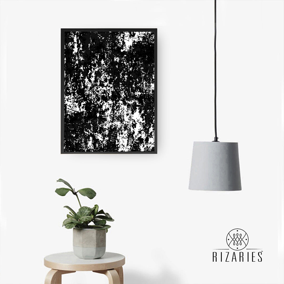 Black White Abstract Pattern Handmade Canvas Painting