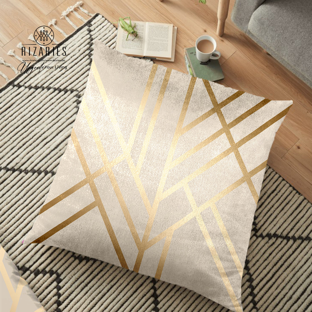 (26"x26") Supersoft Beige Art Deco FLOOR Cushion Cover
