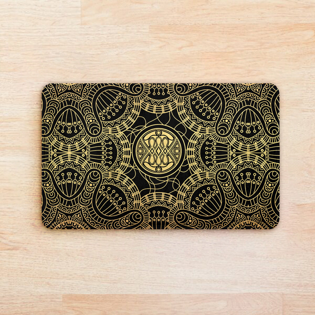 SuperSoft Gold Geometric with Black Door Mat