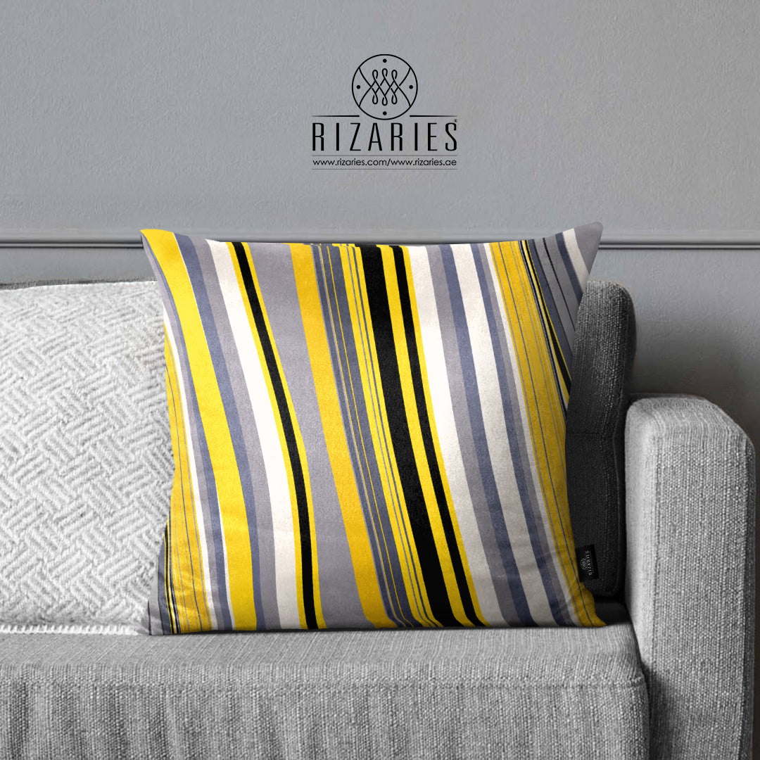 SuperSoft Yellow Grey Abstract Lines Throw Pillow