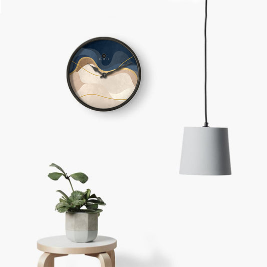 Navy Wavy Wall Clock