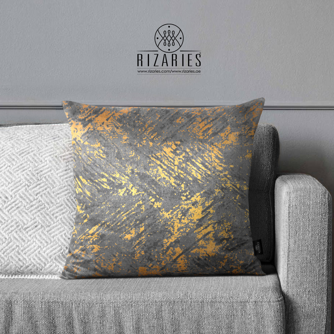 SuperSoft Lite Grey Gold Pattern Throw Pillow