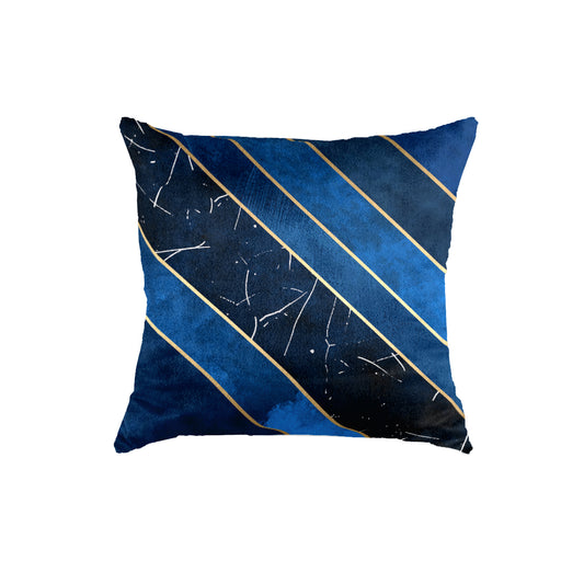SuperSoft Blue Gold Lines Throw Pillow