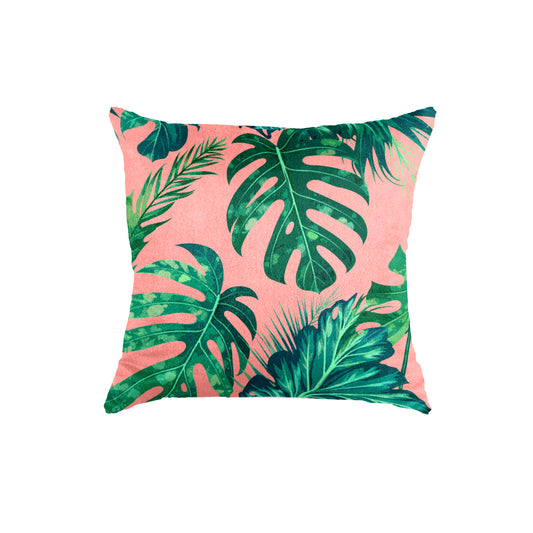 SuperSoft Pink Tropical Leaves Throw Pillow