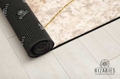 Beige Grey Wavy Centerpiece (Rug)