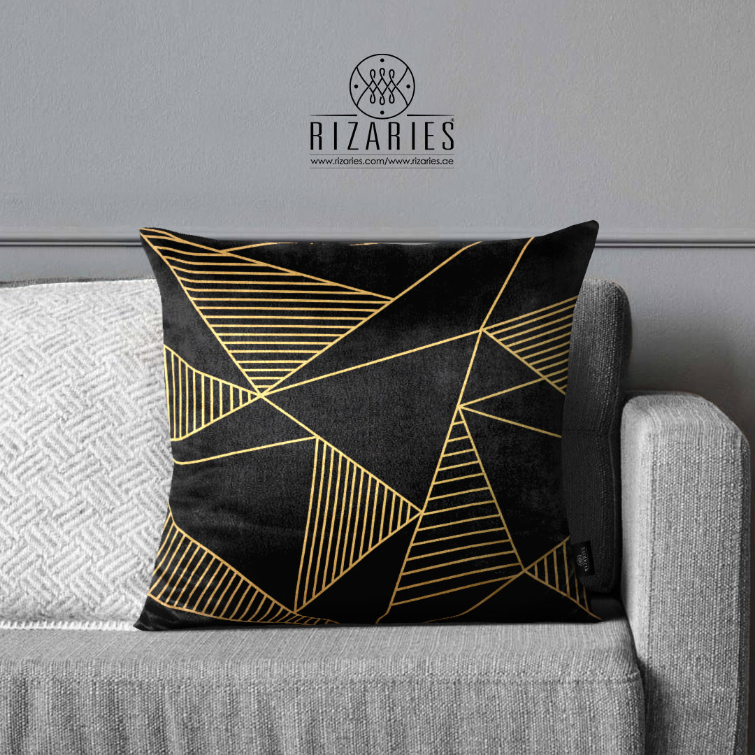 SuperSoft Black Gold Triangle Throw Cushion