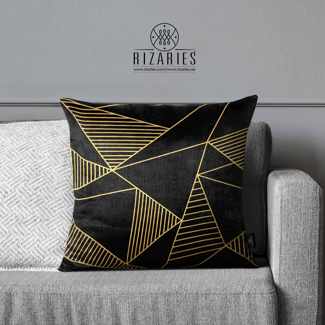 SuperSoft Black Gold Triangle Throw Cushion
