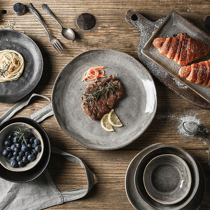 Rustic Stone Grey Porcelain Plates