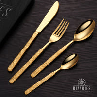 Thumbnail for Rough Handle Full Gold Cutlery Set