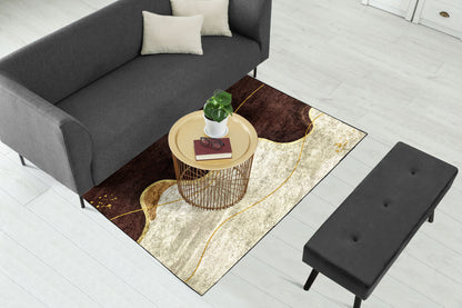 Coffee Cream Wavy Centerpiece (Rug)