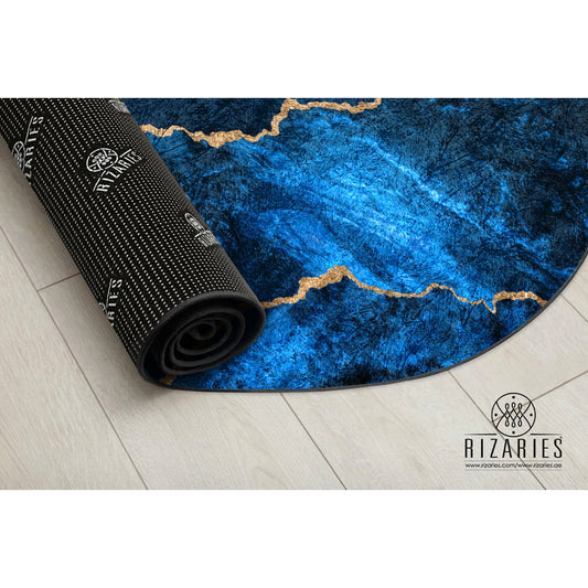 New Blue Gold Round Centerpiece (Rug)