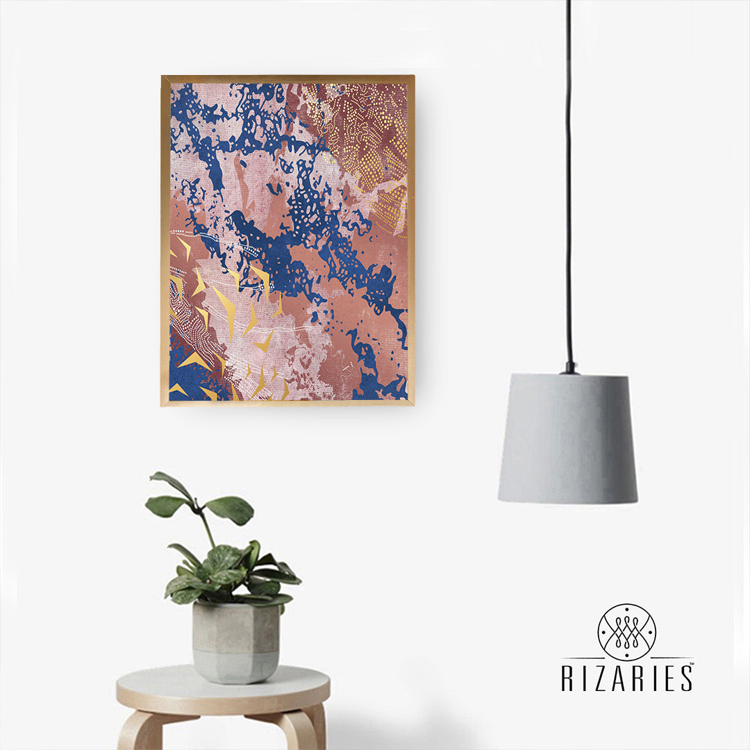 Pink Navy Abstract Canvas Painting