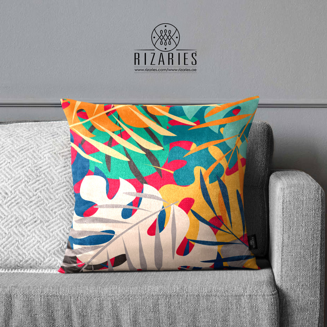 SuperSoft Colorful Leaves Throw Cushion