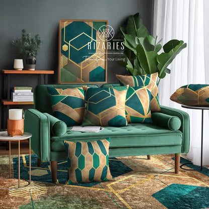 Emerald Copper Abstract Geo Centerpiece (Rug)