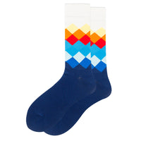Thumbnail for Blue & White Diamond Crazy Socks