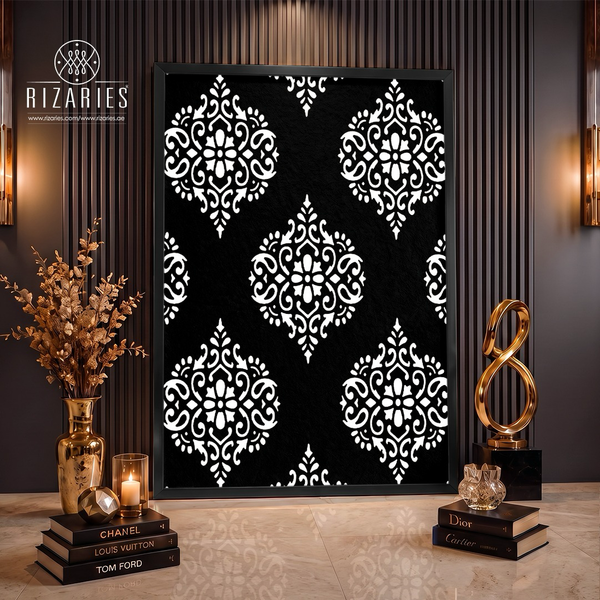 Traditional Black White Canvas Painting
