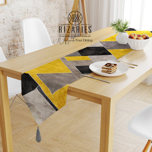 Yellow Black Geometric Table Runner