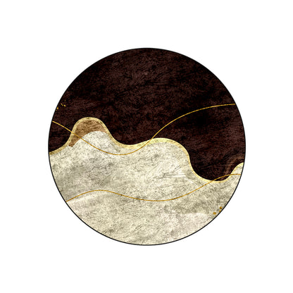 Coffee Cream Wavy Round Centerpiece (Rug)