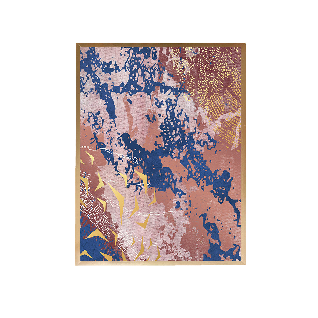 Pink Navy Abstract Canvas Painting