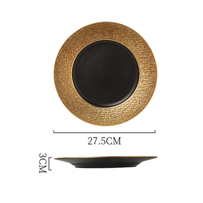 Black with Gold Edges Porcelain Plates