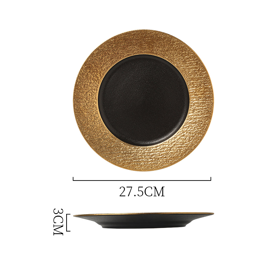 Black with Gold Edges Porcelain Plates