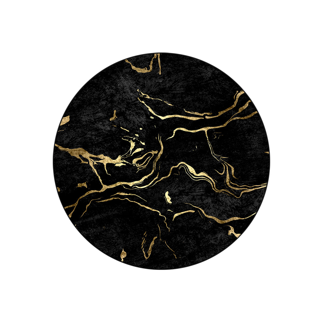 Midnight Gold Marble Round Centerpiece (Rug)