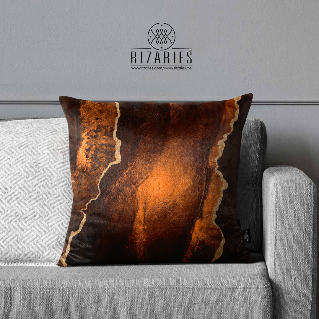 SuperSoft Brown Gold Abstract Throw Cushion