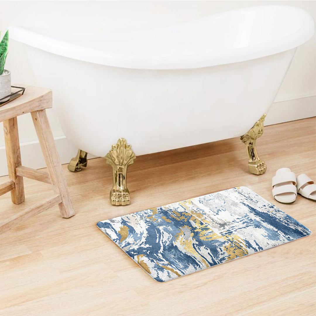 SuperSoft Blue Brush Abstract Door Mat