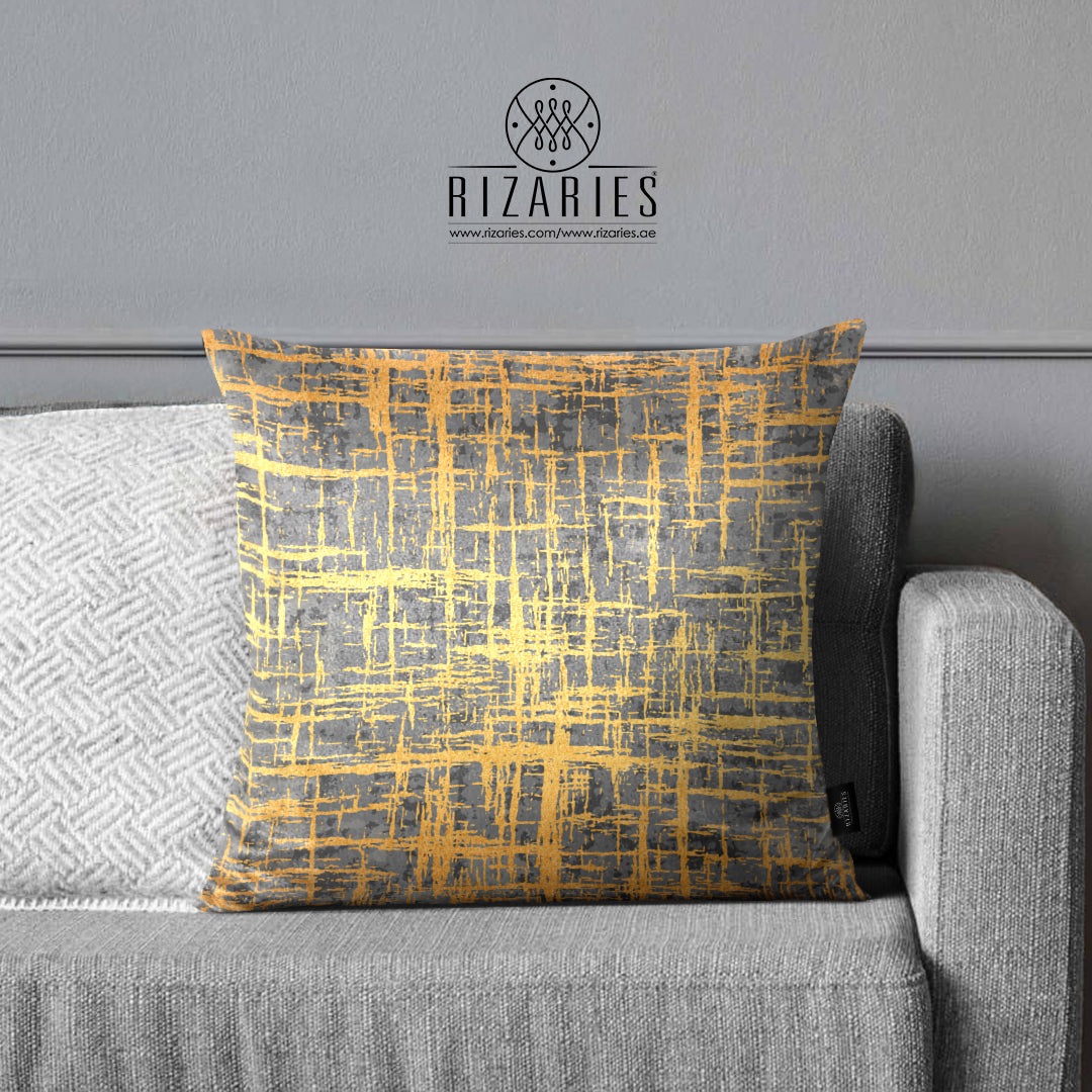 SuperSoft Lite Grey Gold Lines Throw Pillow