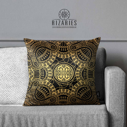 SuperSoft Gold Geometric with Black Throw Cushion