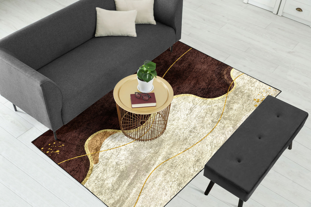 Coffee Cream Wavy Centerpiece (Rug)