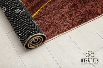 Beige Brown Wavy Centerpiece (Rug)