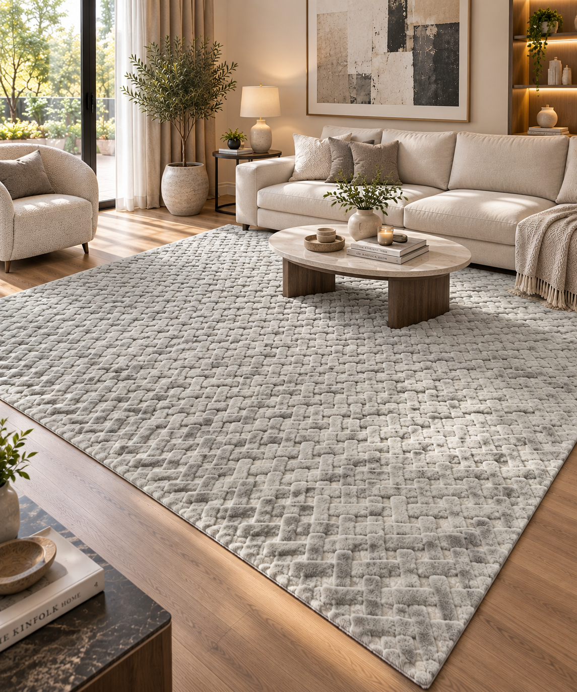 SuperSoft Brick Pattern Fur Centerpiece (Rug)