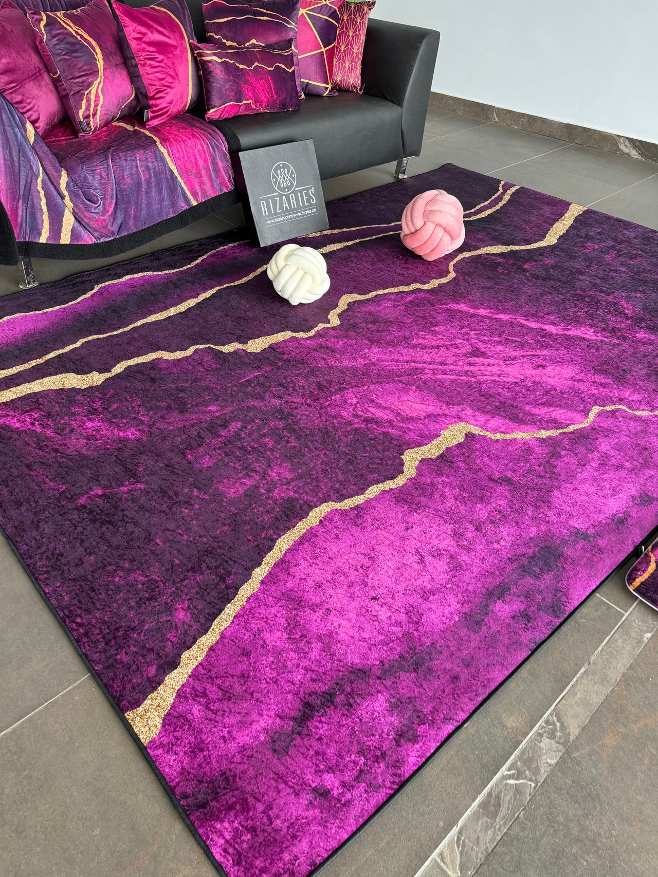 Purple & Gold Abstract Centerpiece (Rug) (CLEARANCE SALE)
