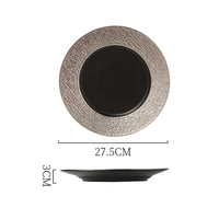 Black with Silver Edges Porcelain Plates