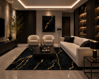 Thumbnail for New Black Gold Abstract Centerpiece (Rug)