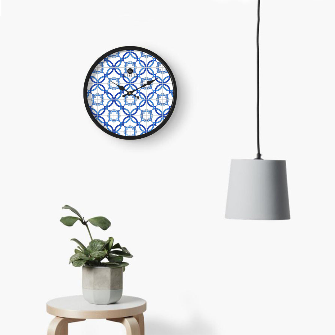 Navy Tiles Wall Clock