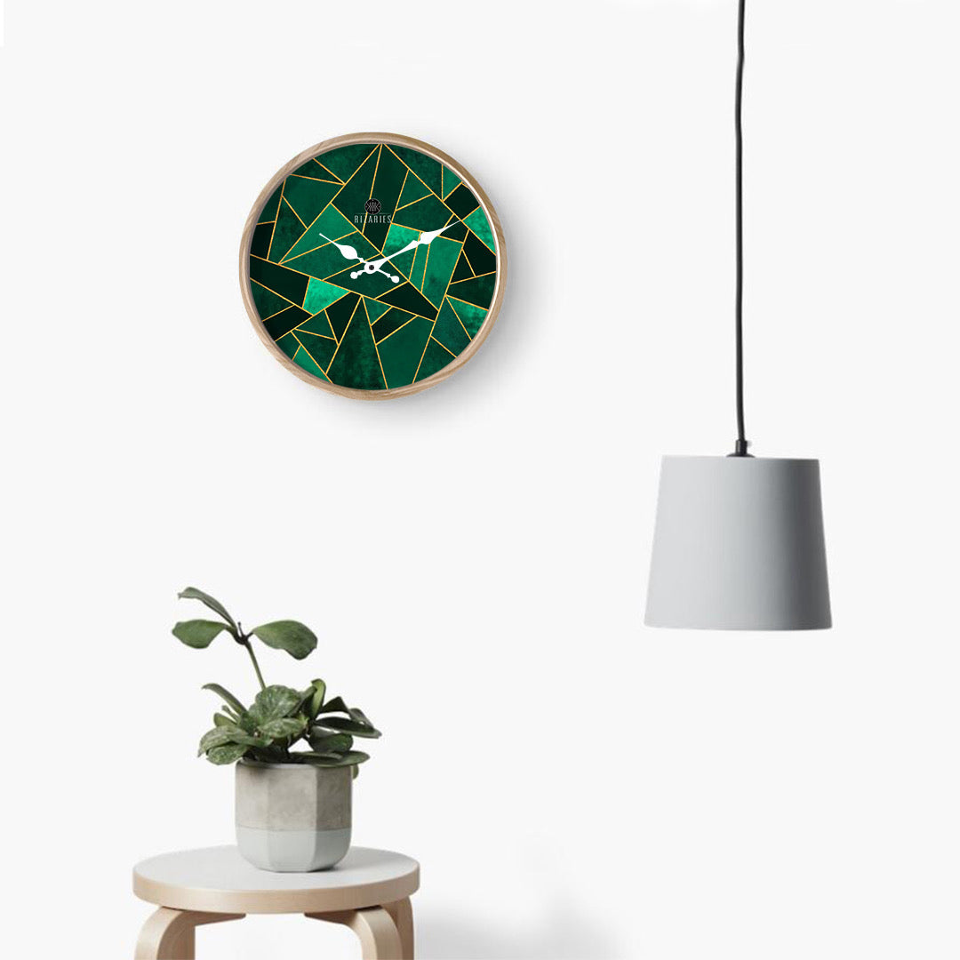 Green Geometric Wall Clock