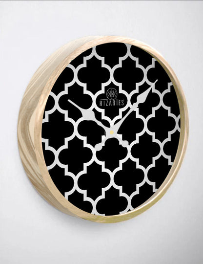 Black & White Quatrefoil Wall Clock