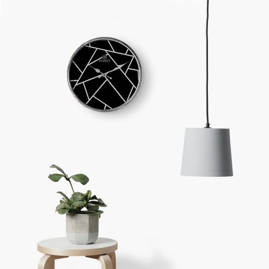 Black Silver Lines Wall Clock