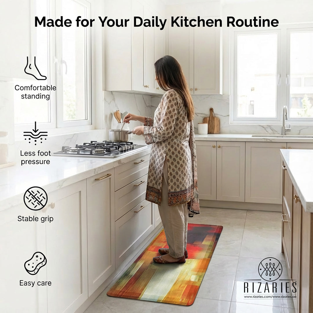 Vibrant Abstract Printed Kitchen Mat
