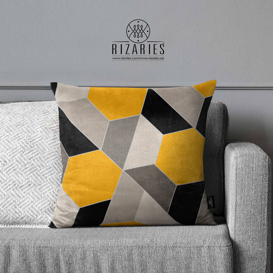 SuperSoft Yellow Black Rope Throw Cushion