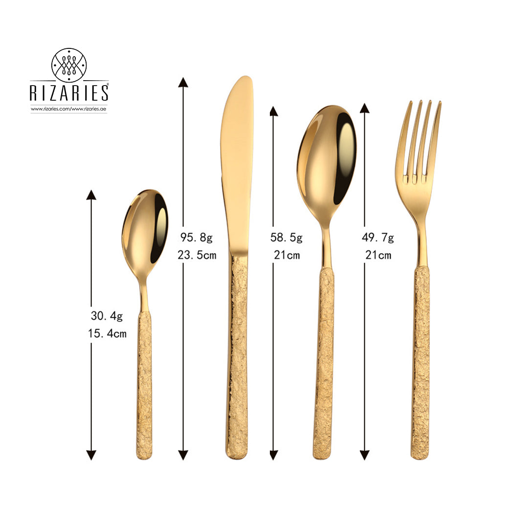 Rough Handle Full Gold Cutlery Set